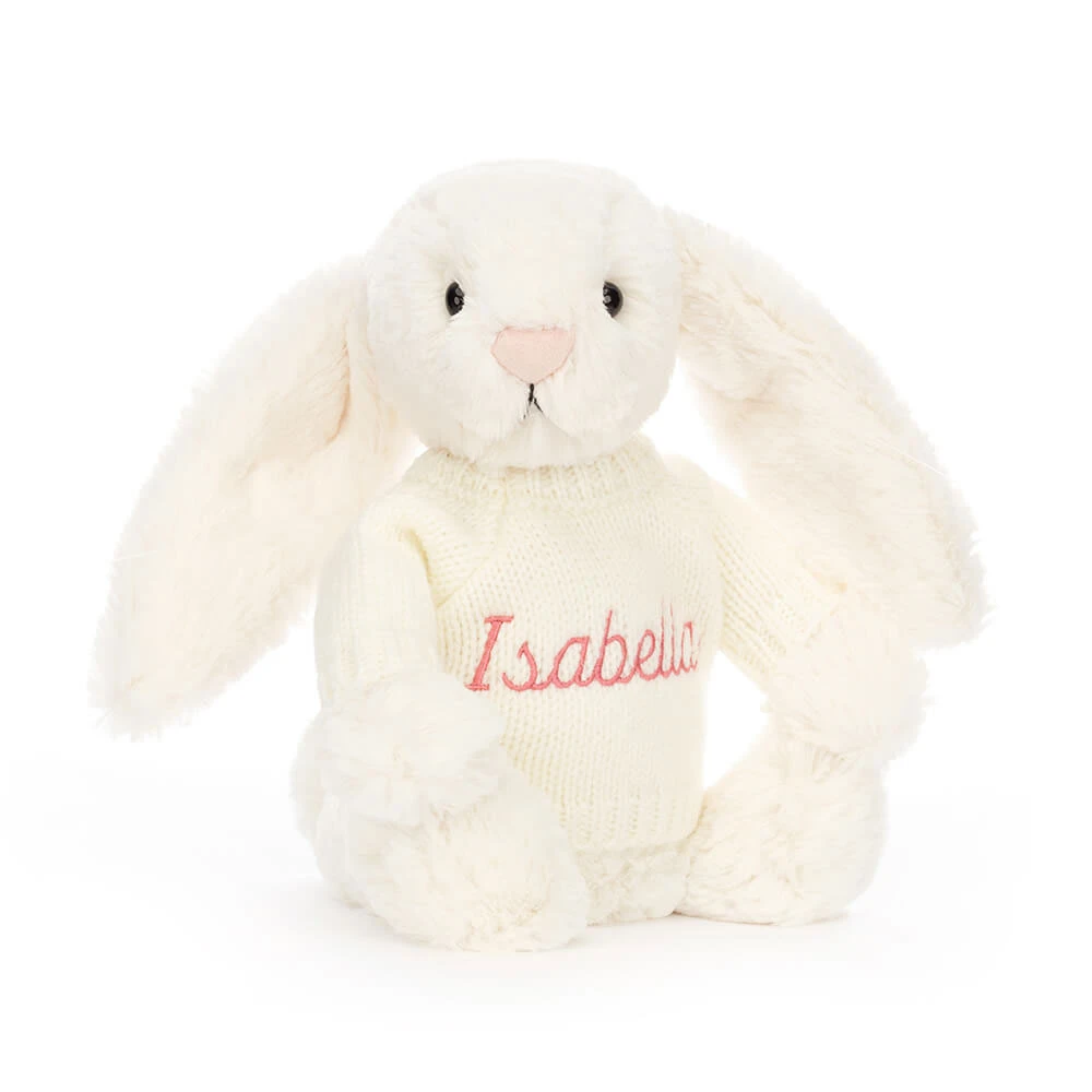Bashful Cream Bunny with Personalized Cream Jumper